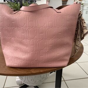 Carolina Herrera Blush Embossed Shoulder Bag